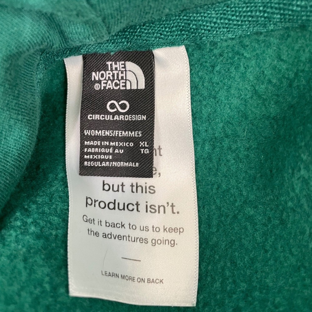 The North Face Womens Green Circular Design Graphic Logo Fleece Hoodie XL - Picture 6 of 7